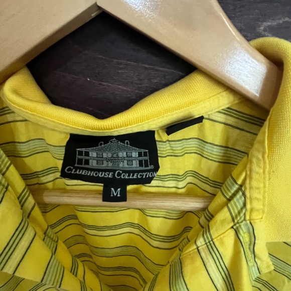 Masters Clubhouse Collection‎ Polo Shirt Yellow Green Striped Mens Size Medium - Picture 2 of 5